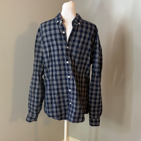 Express Other - [Express] Navy Blue Plaid Button Down Shirt - Size Medium